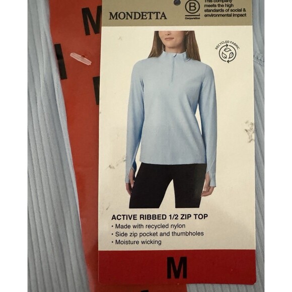Mondetta Active Ribbed Active Top Shirt Pullover Long Sleeve Blue Womens Medium - Picture 6 of 11